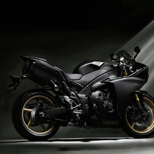 Black, Yamaha, rays, motor-bike