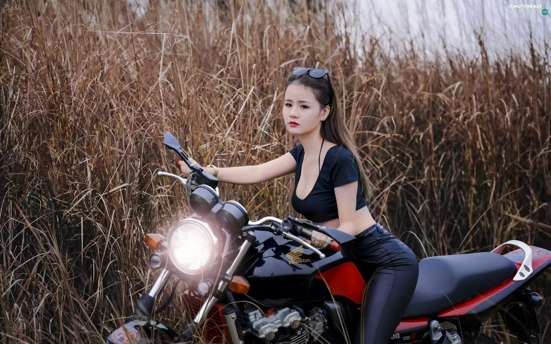 grass, Honda Motor, Asian, Glasses, Women
