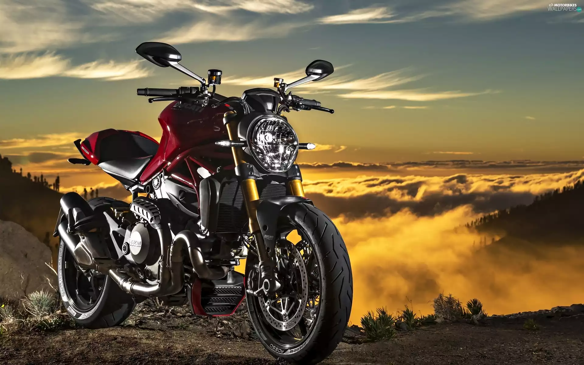 motor-bike, west, sun, Ducati