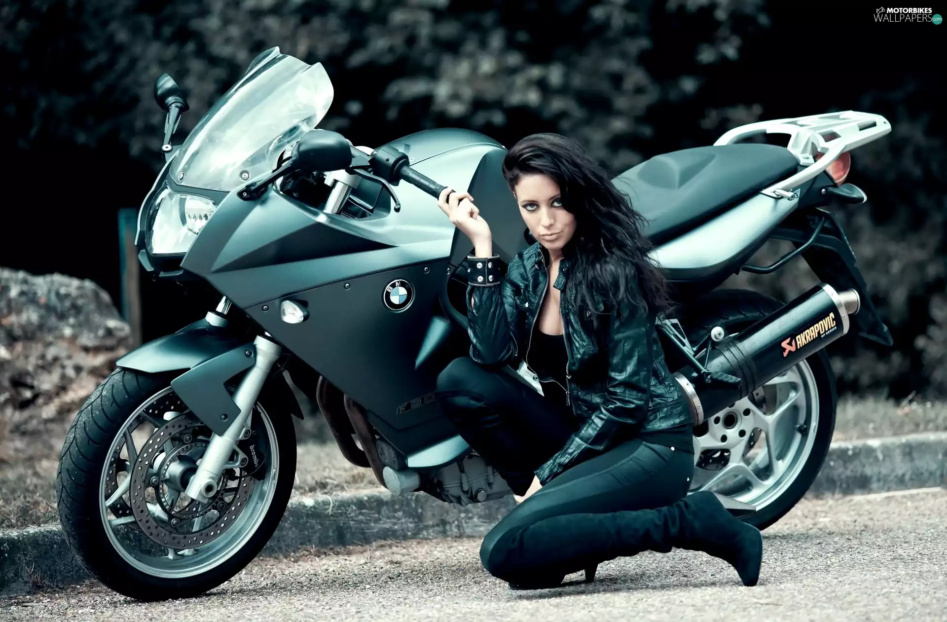 Women, motor-bike, BMW