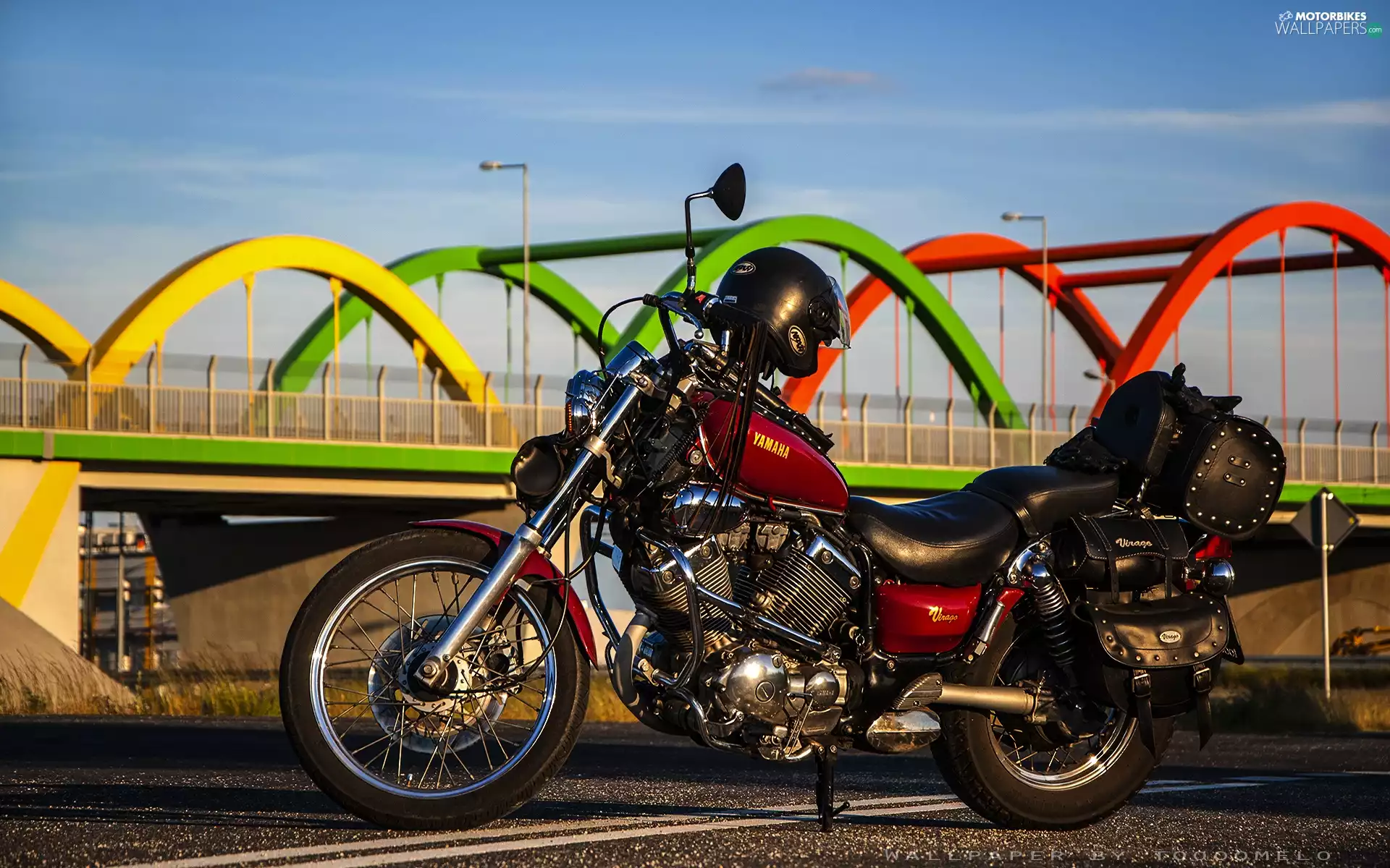 XV535, Motorbike, Chopper, Yamaha, motor-bike, Virago, bridge