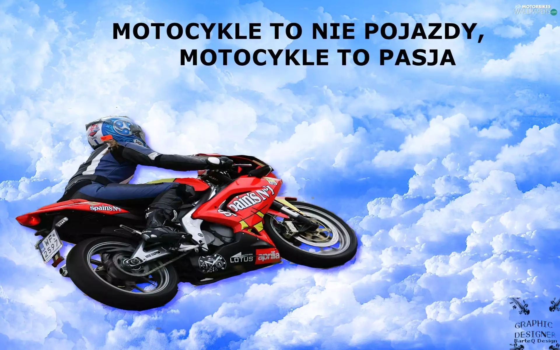text, motor-bike, clouds