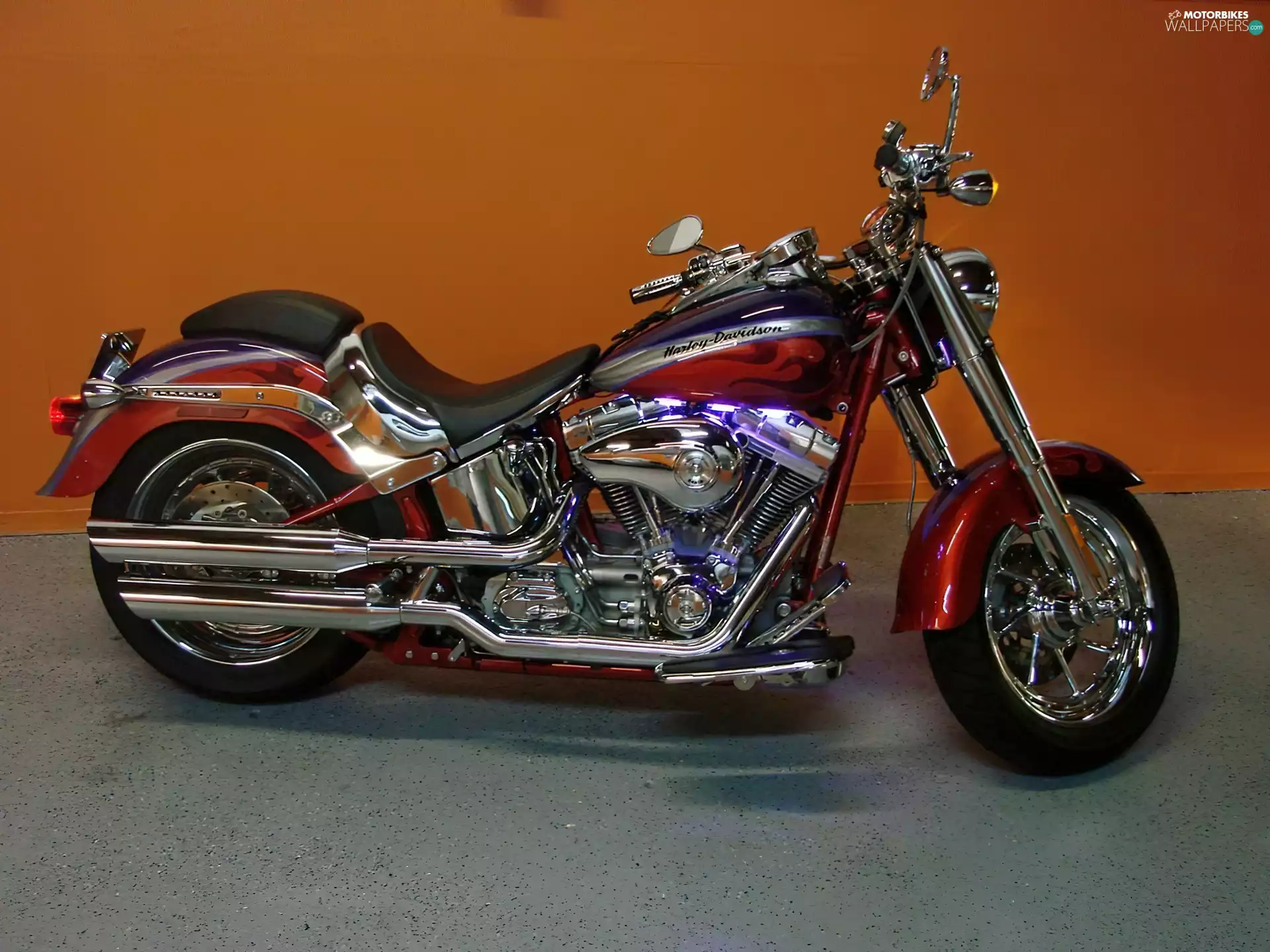 Engine, Harley Davidson Fat Boy, Illuminated