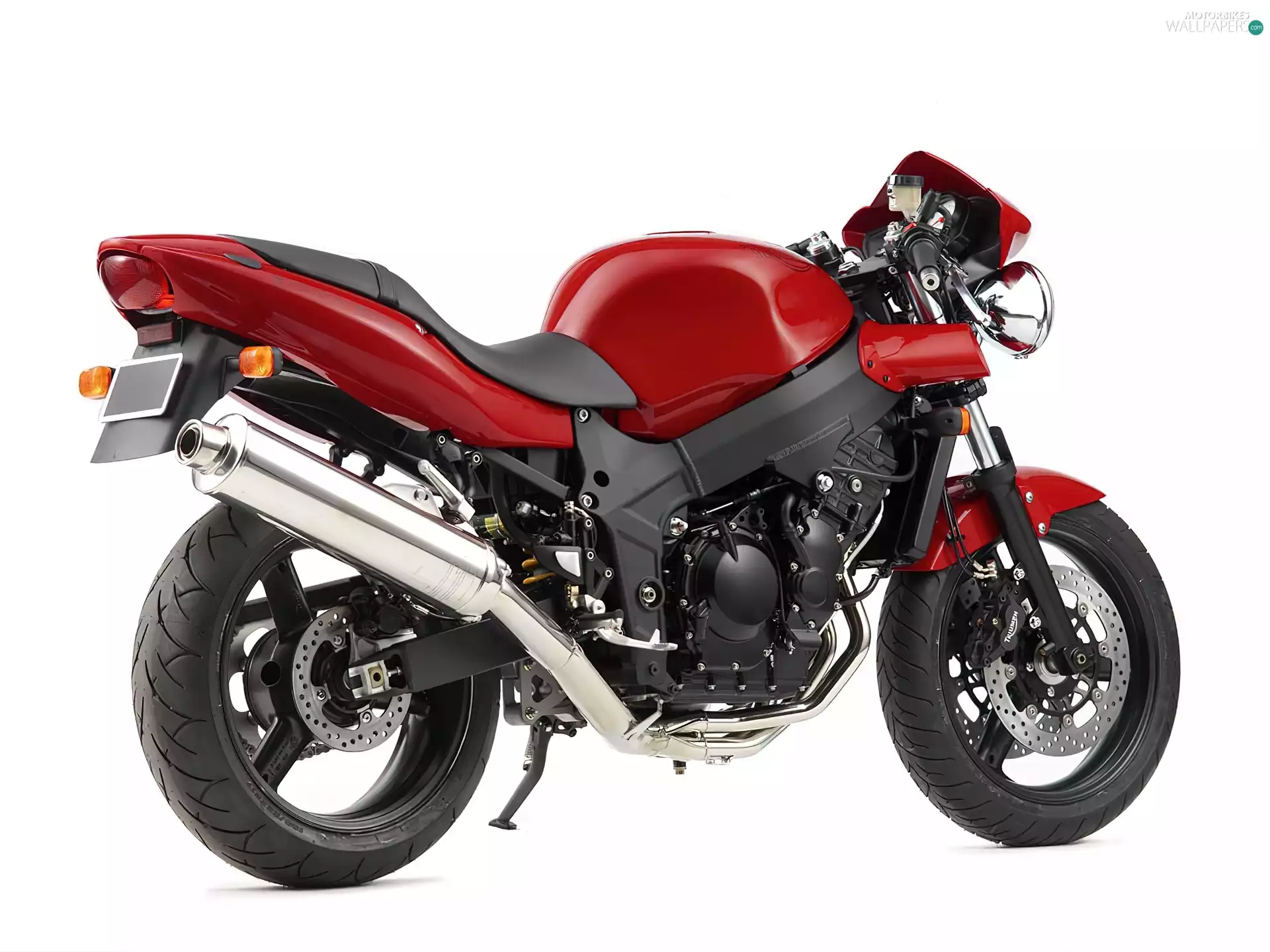 driver, Triumph, silencer, Mirrors, light, Red, tires, vBulletin, Sport games, wheel, sitting