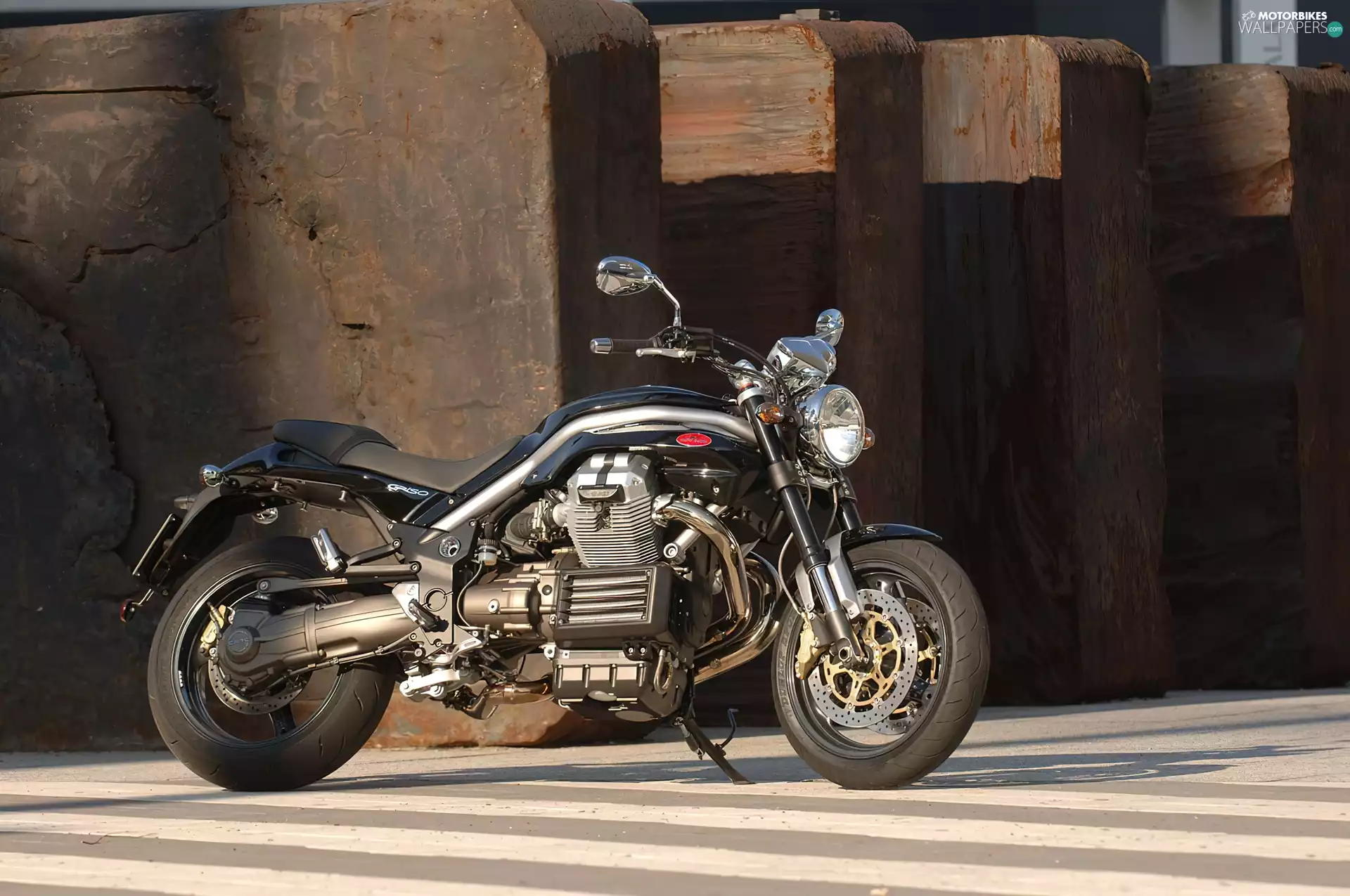 Mirrors, silencer, tires, sitting, wheel, driver, Moto Guzzi, light