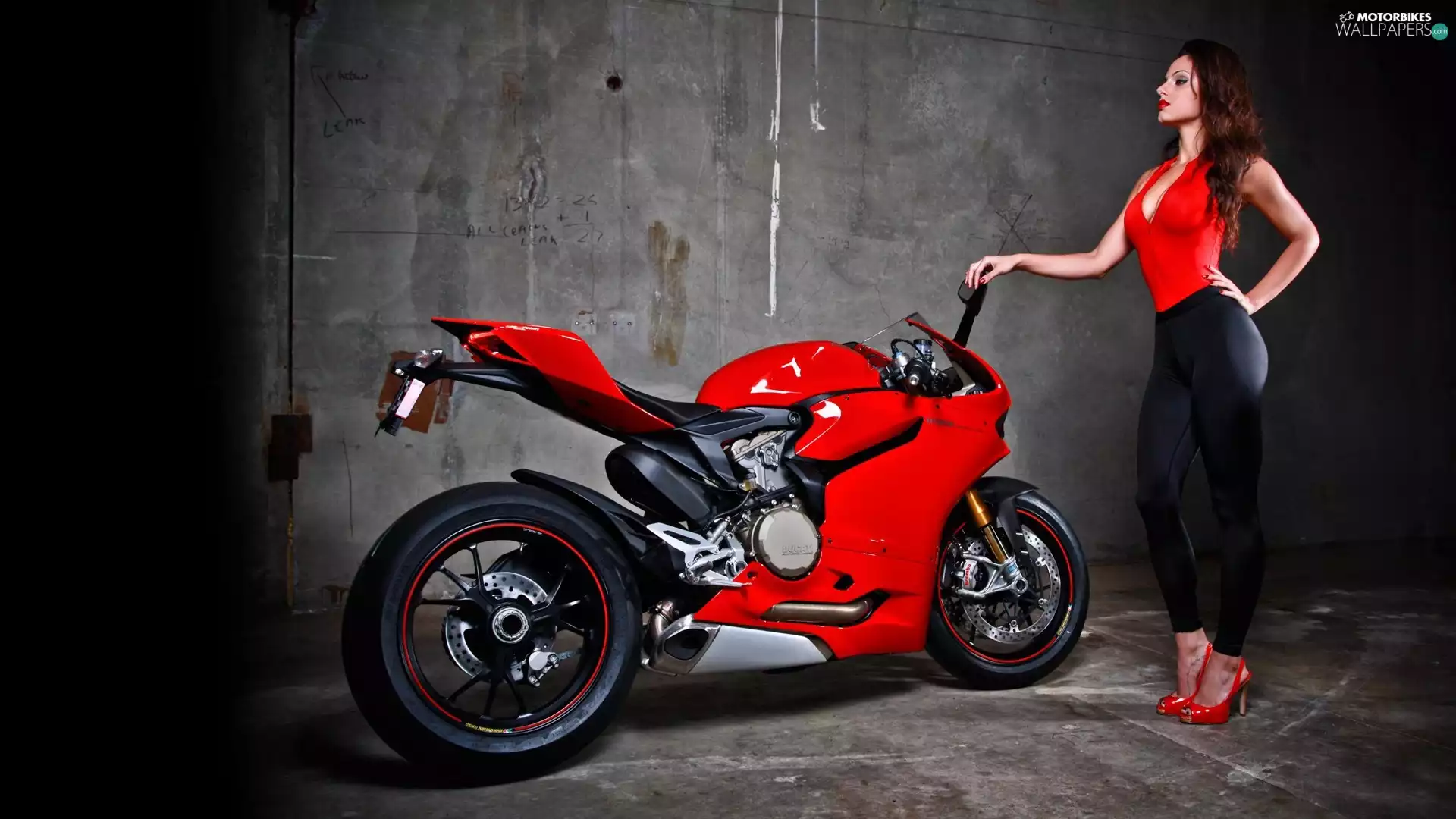 Red, Motorbike, Women, Sport, Ducati, Becks - motorbike, model