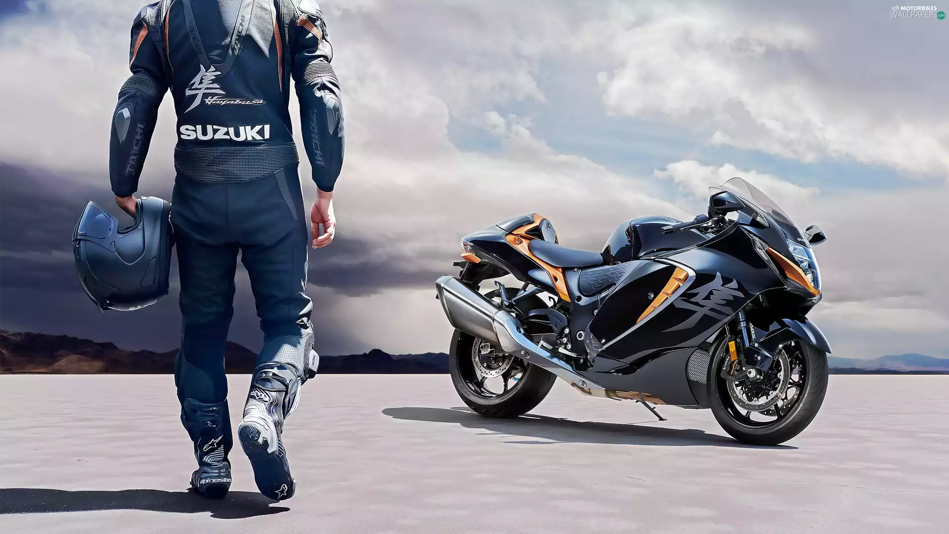 Motorcyclist, motor-bike, Suzuki Hayabusa