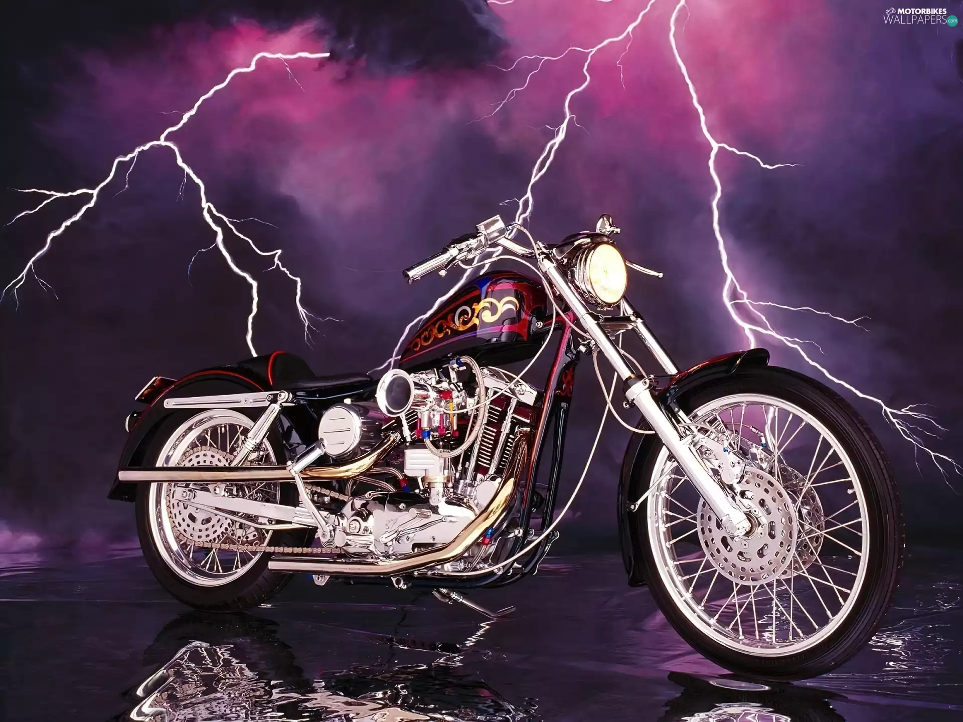 Storm, motor-bike, thunderbolt