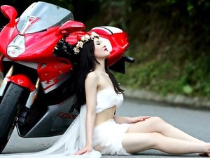 Women, motor-bike, Agusta