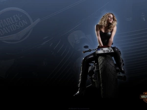 Motorbike, Beauty, Blonde, Harley-Davidson