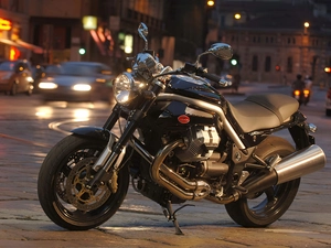 Mirrors, silencer, tires, sitting, wheel, driver, Moto Guzzi, light