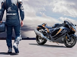 Motorcyclist, motor-bike, Suzuki Hayabusa