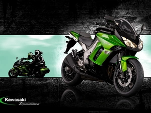 Kawasaki Z 1000 SX, motor-bike, motorcyclists, Green