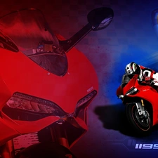 Ducati 1199 Panigale, logo, Motorcyclist, Red
