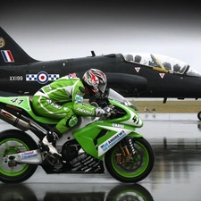 plane, Kawasaki, Motorbike