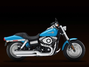 blue, polished, exhausts, Harley Davidson Fat Bob