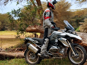 trees, viewes, BMW R1200GS, Motorcyclist, motor-bike