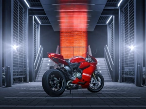 Ducati 1199 Paginale, Red, motor-bike