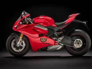 motor-bike, Ducati Panigale V4 S, 2018, Red