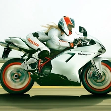 girl, Ducati 848, road, motor-bike